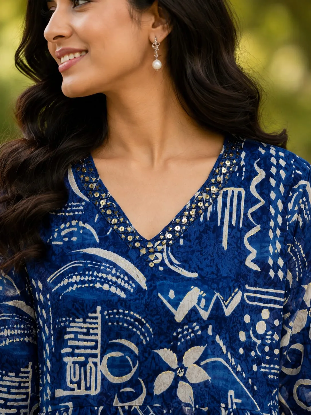 Indigo Blue Abstract Printed Tunic