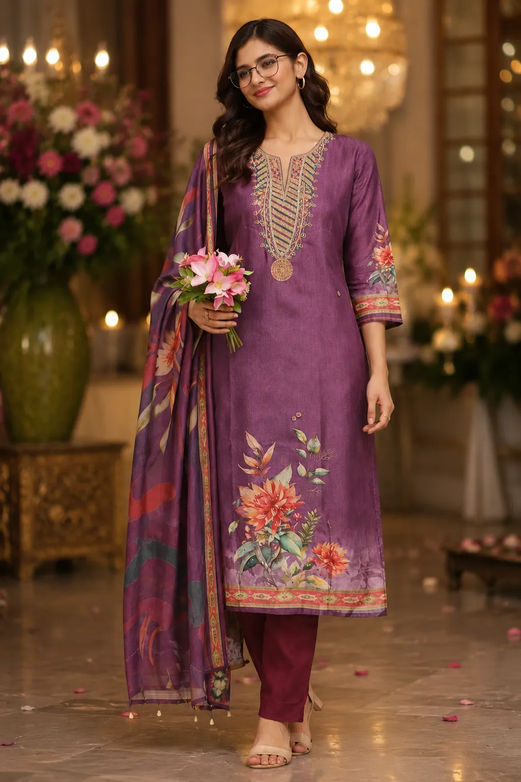 Royal Orchid Bloom Suit Set